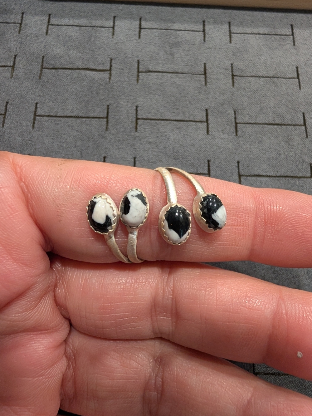 White Buffalo Sterling Silver Adjustable Ring - Women Jewelry